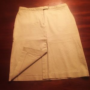 Khaki knee length straight skirt